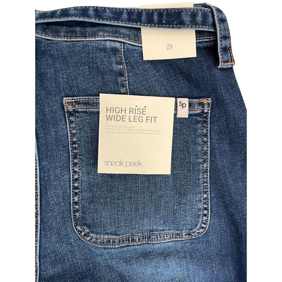 Sneak Peek High Rise Wide Leg Jeans with Tie Belt Medium Wash NWT Size 29 - Picture 9 of 12